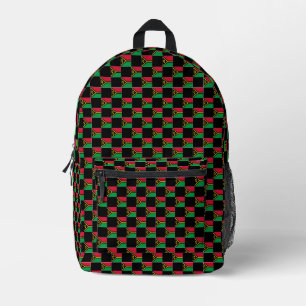 Chequered Vanuatu Flag Pattern Printed Backpack
