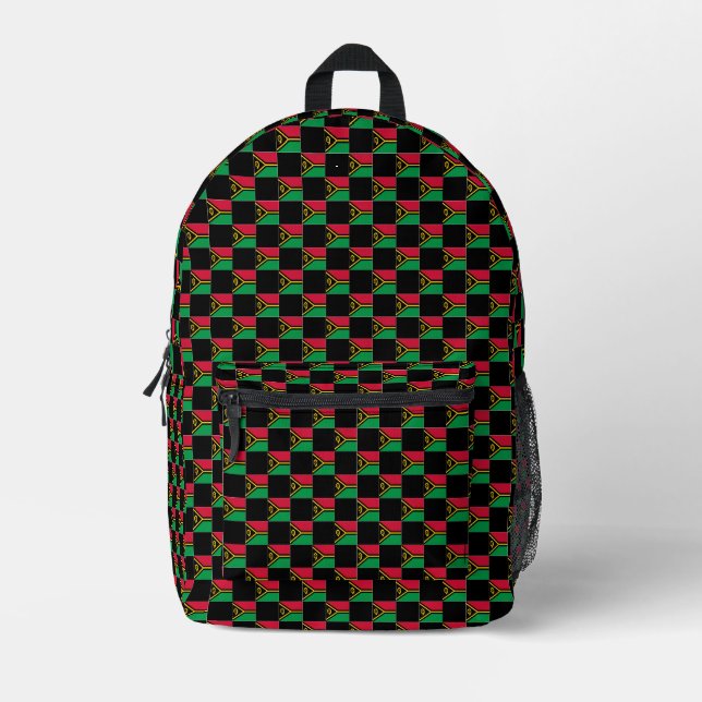 Chequered Vanuatu Flag Pattern  Printed Backpack (Front)