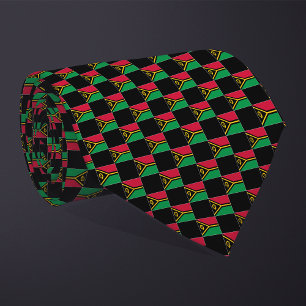 Chequered Vanuatu Flag Pattern  Tie