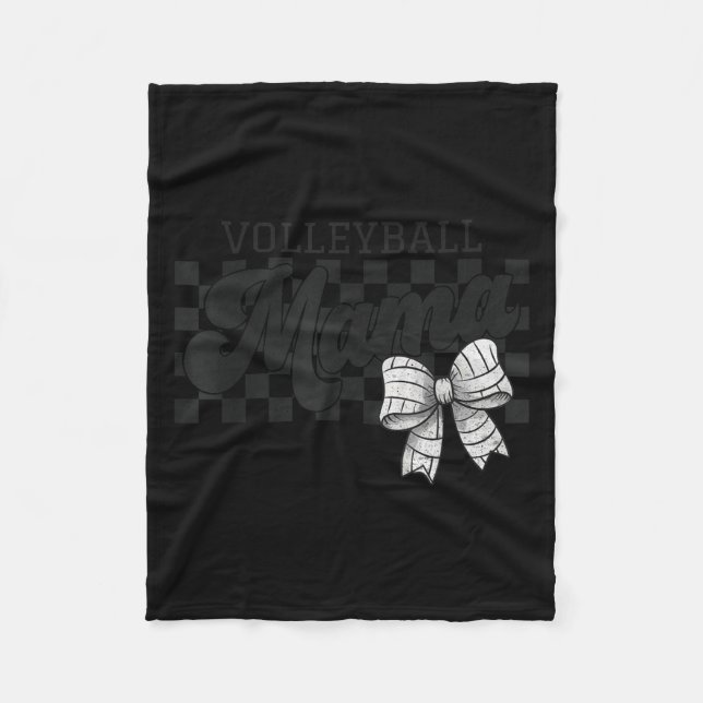 Chequered Volleyball Mama Coquette Bow Volleyball  Fleece Blanket (Front)
