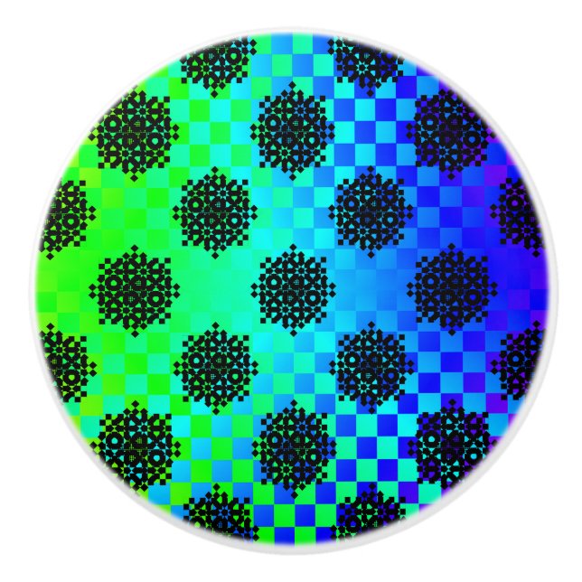 Chequered Wheels by Kenneth Yoncich Ceramic Knob (Front)
