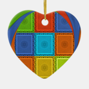 Chequered Whirl Art Print Ceramic Ornament