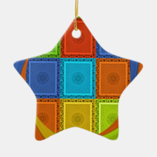 Chequered Whirl Art Print Ceramic Ornament