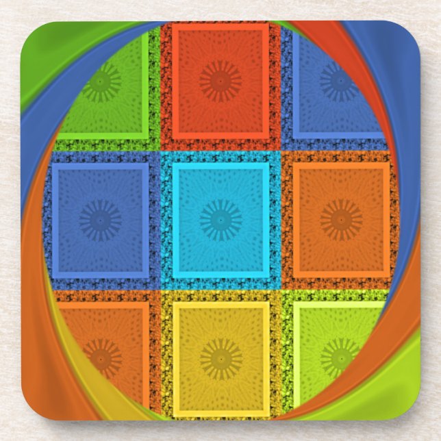 Chequered Whirl Art Print Coaster (Front)