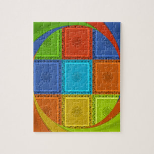 Chequered Whirl Art Print Jigsaw Puzzle