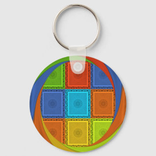 Chequered Whirl Art Print Keychain