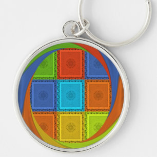 Chequered Whirl Art Print Keychain