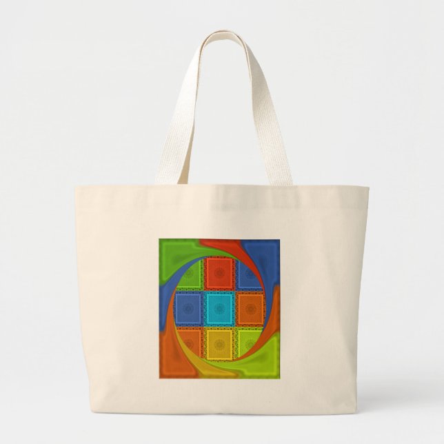 Chequered Whirl Art Print Large Tote Bag (Front)