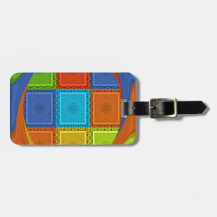 Chequered Whirl Art Print Luggage Tag