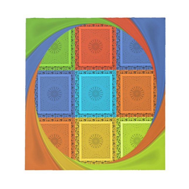 Chequered Whirl Art Print Notepad (Front)
