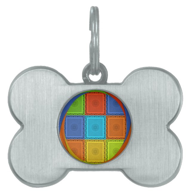 Chequered Whirl Art Print Pet Tag (Front)