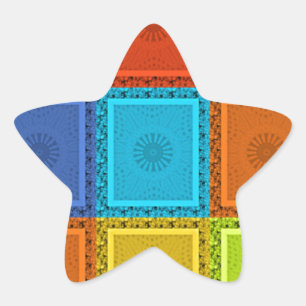 Chequered Whirl Art Print Star Sticker