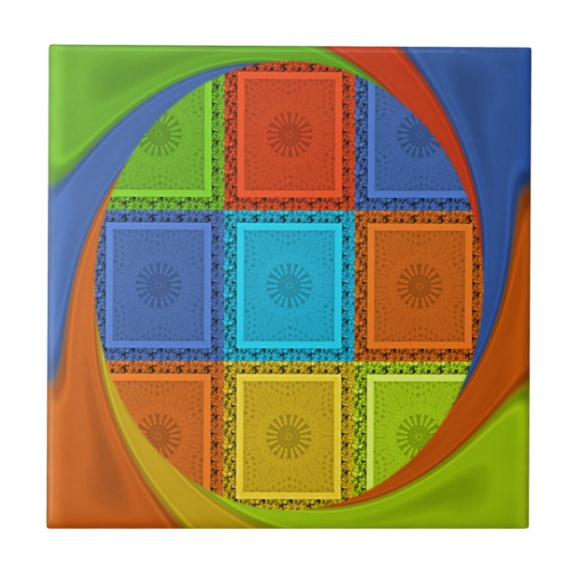 Chequered Whirl Art Print Tile (Front)