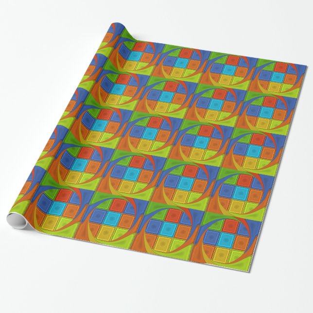Chequered Whirl Art Print Wrapping Paper (Unrolled)