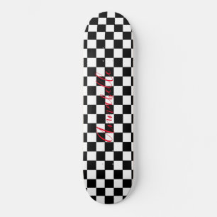 Chequered White and Black Custom Name Skateboard