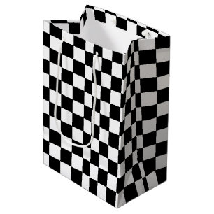 Chequered White and Black  Medium Gift Bag