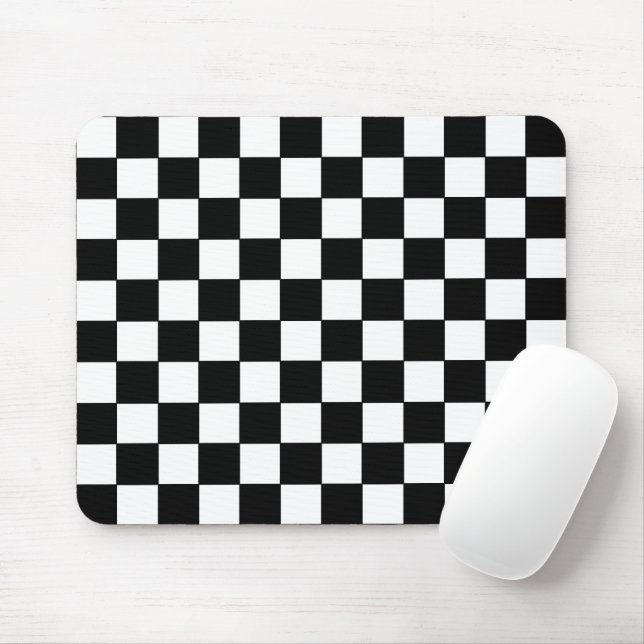 Chequered White and Black  Mouse Pad (With Mouse)