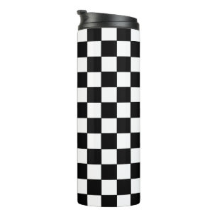 Chequered White and Black  Thermal Tumbler