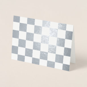 Chequered White and Silver Foil Card