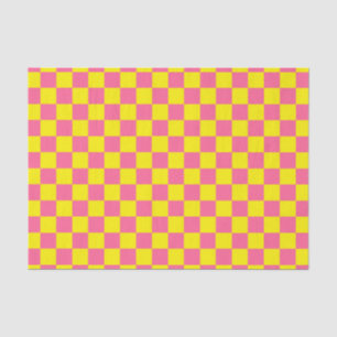 Chequered Yellow and Pink Tissue Paper