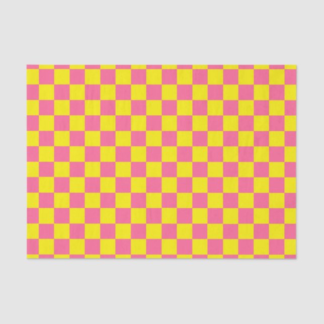 Chequered Yellow and Pink Tissue Paper (Front)