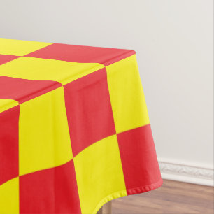 Chequered Yellow and Red Tablecloth