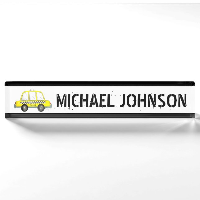 Chequered Yellow New York City Taxi Cab NYC Nameplate (Front)
