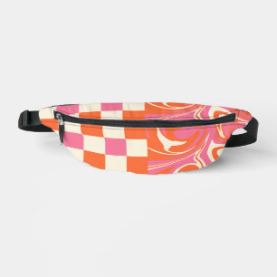 Chèques et tourbillons - rose, orange et crème
