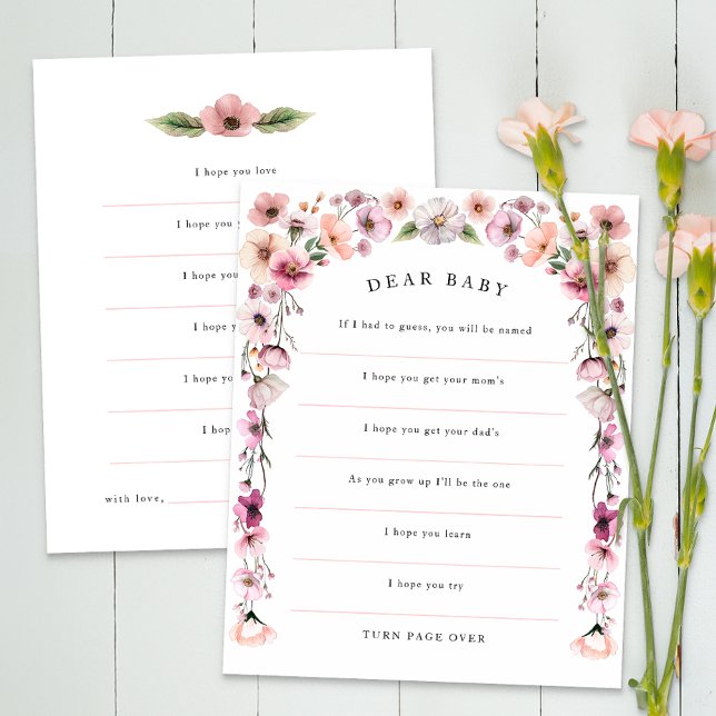 Cher Bébé Voeux Fleur sauvage Carte - Dusty Rose F (Dear Baby, baby shower activity)