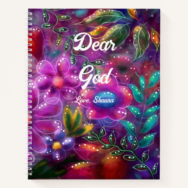 Cher Dieu Journal avec Whimsical Floral Abstrait (Devant)