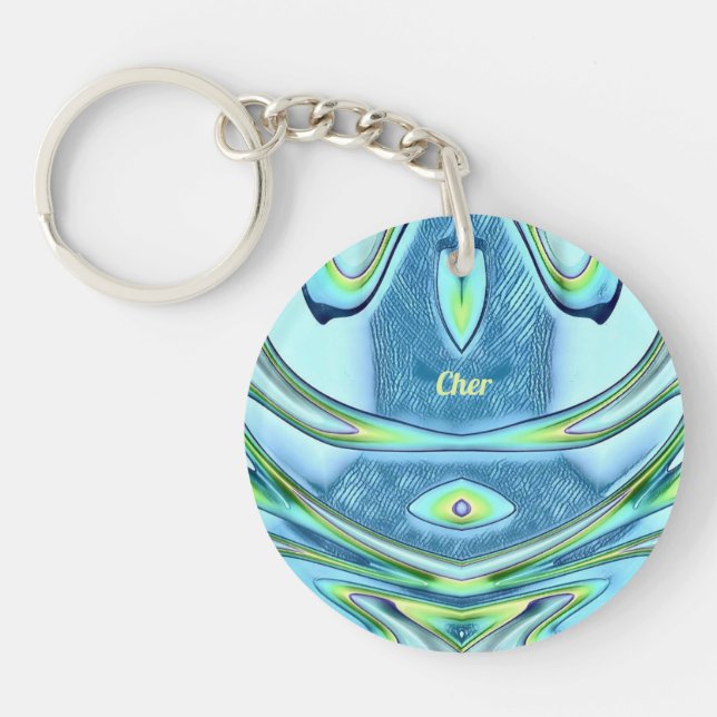 CHER ~ Green Yellow Blue Circular Acrylic ~ Keychain (Front)