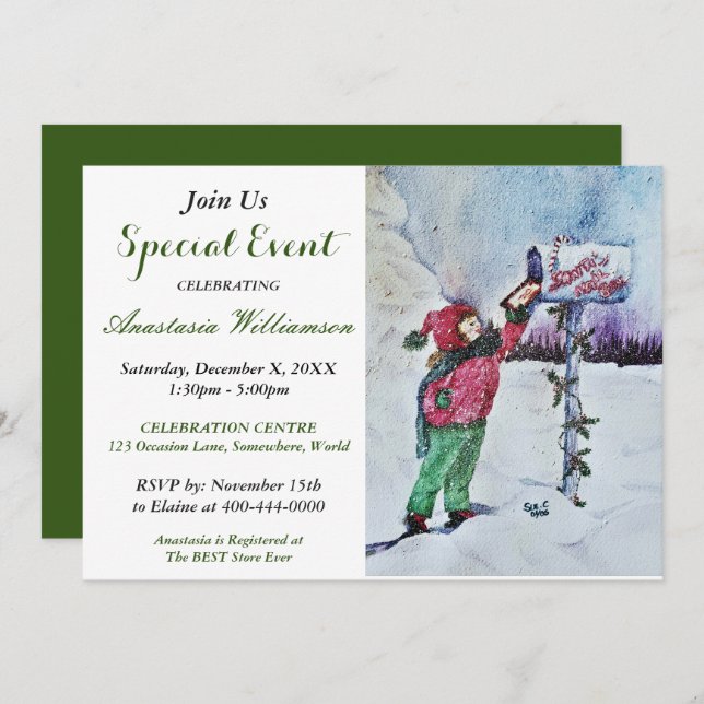 Cher INVITATION Père Noël PARTY (Devant / Derrière)