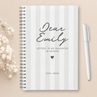 Cher Journal de deuil de fille en rayure grise