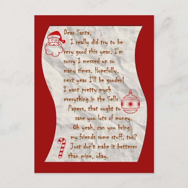 Cher Père Noël, Carte postale (Devant)