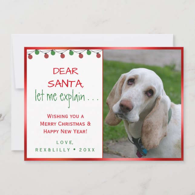 Cher Père Noël Dog Empreinte de patte Carte de vac (Devant)
