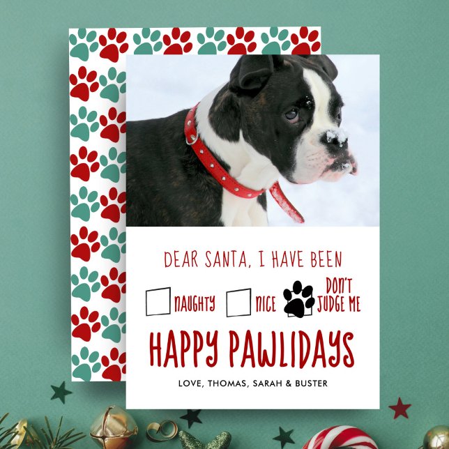 Cher Père Noël Joyeux Pawlidays Pet Carte photo de (Créateur téléchargé)