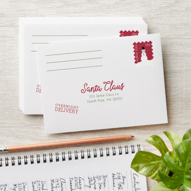 Cher Père Noël - Lettre à Père Noël Enveloppe (Stacked)