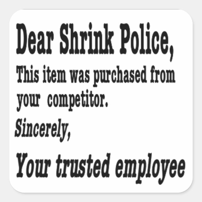 Cher Sticker de police de Shrink (Devant)