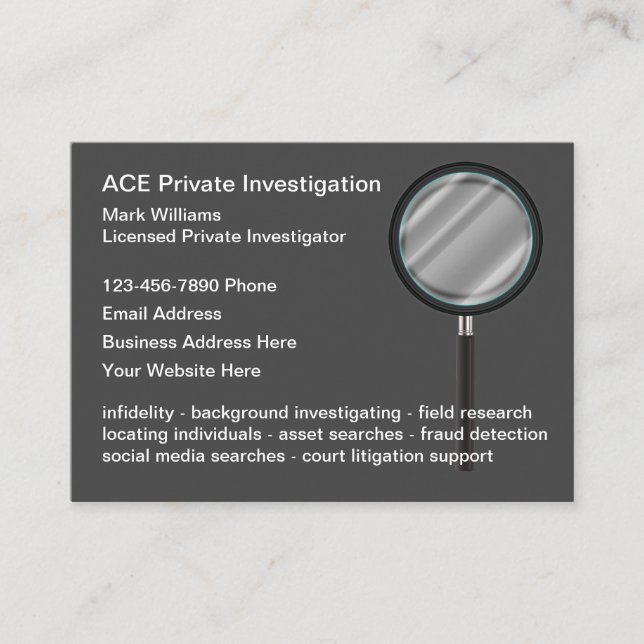 Chercheur privé Cartes de visite professionnels (Devant)
