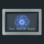 Cherenkov Radiation Belt Buckle<br><div class="desc">Features a blue-toned, fractal representation of Cherenkov radiation resulting from the storage of spent nuclear reactor fuel rods in water. Add your own text. The blue glow in the water is Cherenkov radiation. When a charged particle moves through a medium at a speed higher than the speed of light in...</div>