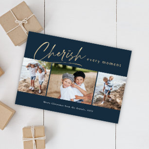 Cherish Every Moment 3 photo Holiday Card