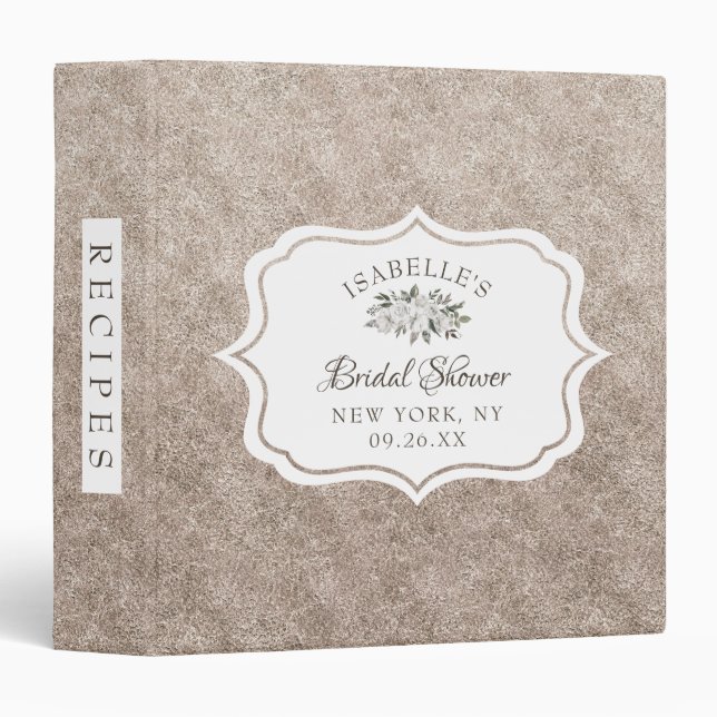 Cherish Rose Gold Bridal Shower Recipe Card Binder (Front/Spine)