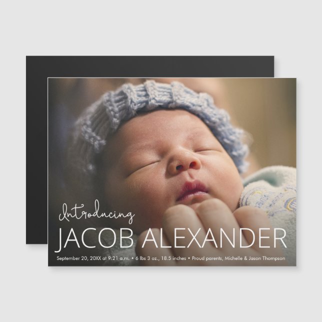 Cherish the Moment: Customized Magnetic Baby Boy Magnetic Invitation (Front/Back)