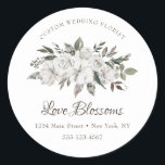 Cherish Vintage White Custom Text Business Logo Classic Round Sticker<br><div class="desc">Cherish Vintage White Floral & Rose Gold Painted Roses and Flowers. A Vintage Classic and Elegant Look. Custom Text & Logo Wedding Florist Business Bouquet Professional Custom Shop Business Stamp! With elegant Flower Bouquet. Perfect for florists, wedding photographers, Boutiques, Salons, and many other business types. With your custom personalized text,...</div>