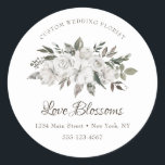 Cherish Vintage White Custom Text Business Logo Classic Round Sticker<br><div class="desc">Cherish Vintage White Floral & Rose Gold Painted Roses and Flowers. A Vintage Classic and Elegant Look. Custom Text & Logo Wedding Florist Business Bouquet Professional Custom Shop Business Stamp! With elegant Flower Bouquet. Perfect for florists, wedding photographers, Boutiques, Salons, and many other business types. With your custom personalized text,...</div>
