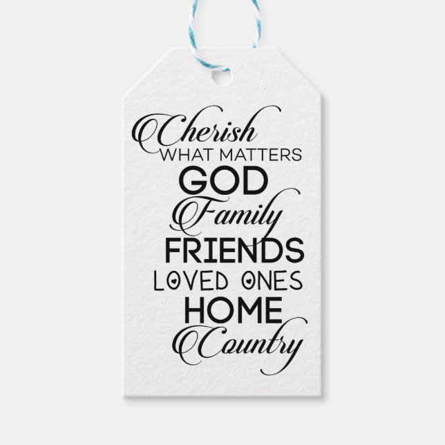 Cherish What Matters Gift Tags (Front)