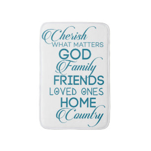 Cherish What Matters Teal Bath Mat