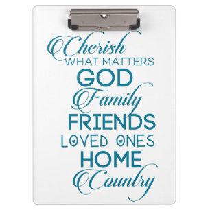 Cherish What Matters Teal Clipboard