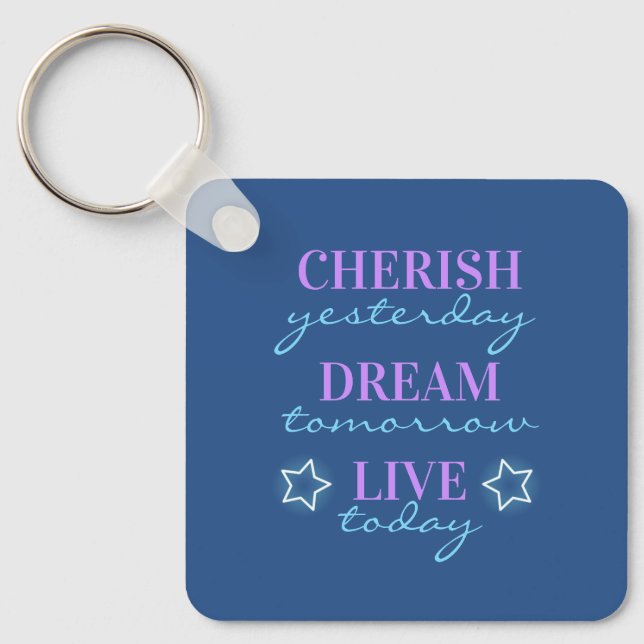 Cherish yesterday Dream tomorrow Live today Keychain (Front)