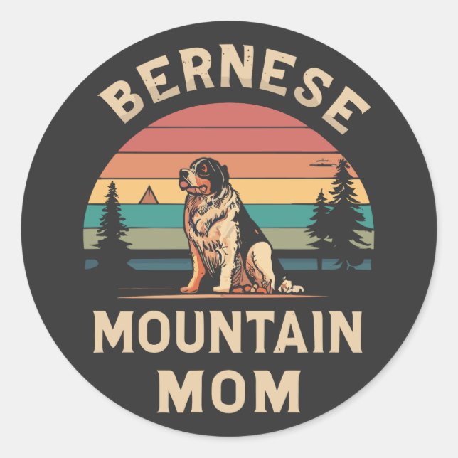 Cherish Your Love: Bernese Mountain Dog Mom Classic Round Sticker (Front)